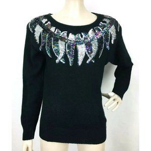 Vintage Extra Energy by De Rotchild Silk Angora Blend Sequined Sweater M…